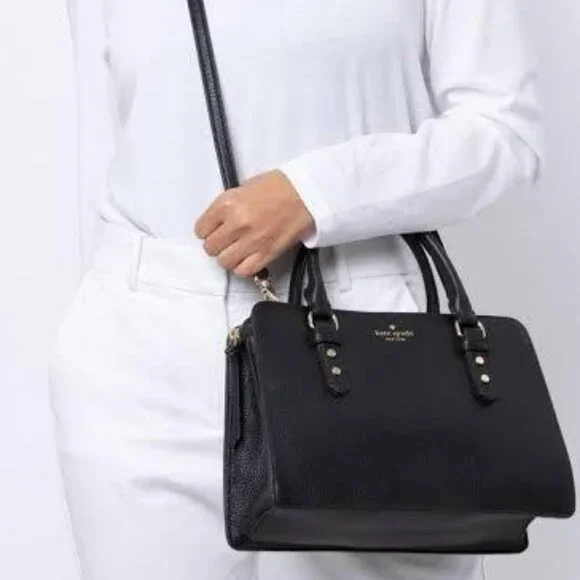 NWT ✅ KATE SPADE Mulberry Street Lise Leather Satchel BLACK KI115 ✨ NWT - Picture 4 of 16